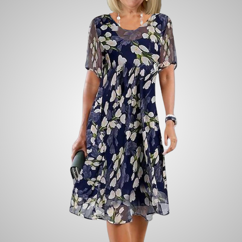 Anastasia | Elegantti Mekko Kaksoistunikalla ja Kukkapainatuksella