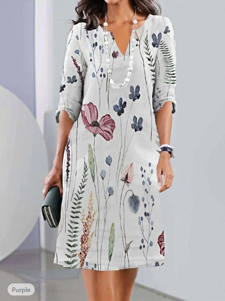 Anastasia | Elegantti Mekko Kaksoistunikalla ja Kukkapainatuksella